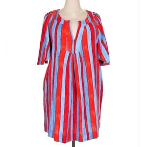 Pomander Place Vibrant Red and Blue Midi Dress